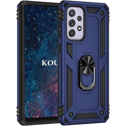 Coque Pour Samsung Galaxy A33 5g,Double Couche Renforcee Defense Militaire Anti-Chute Bumper Tpu Silicone Antichoc Armure Housse Etui Avec Anneau Support Pour Samsung Galaxy A33 5g (Bleu)