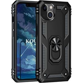Coque Pour Iphone 14 (6,1 Pouces),Double Couche Renforcee Defense Militaire Anti-Chute Bumper Tpu Silicone Antichoc Armure Housse Etui Avec Anneau Support Pour Iphone 14 (6,1 Pouces) (Noir)
