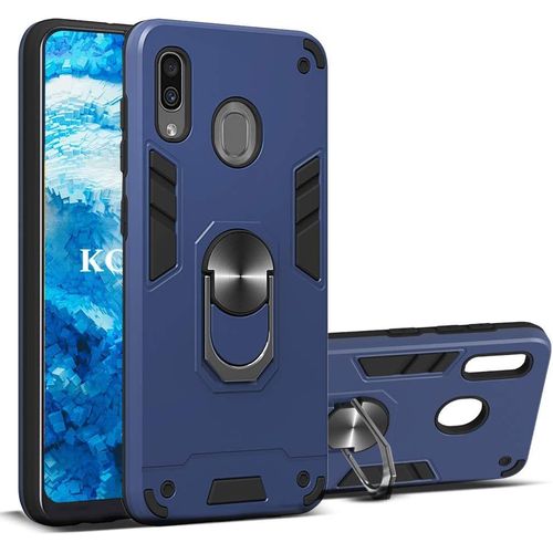Coque Samsung Galaxy A20 / M30 / M20s, Double Couche Renforcee Defense Bumper Tpu Silicone Antichoc Armure Housse Etui Detachable 2 En 1 Avec Anneau Support (Bleu Nuit)