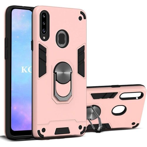 Coque Samsung Galaxy A20s, Double Couche Renforcee Defense Bumper Tpu Silicone Antichoc Armure Housse Etui Detachable 2 En 1 Avec Anneau Support (Rose)