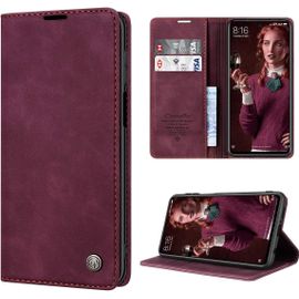 Pour Coque Xiaomi Redmi Note 9s Cuir Etui Redmi Note 9 Pro Housse Premium Pu Portefeuille Magnetique Porte Cartes Stand Fonction Coque Rabat Xiaomi Redmi Note 9s/9 Pro/9 Pro Max - Vin Rouge