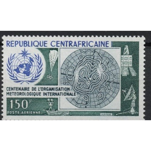 Centrafrique Timbre Centenaire De L' Organisation Météorologique Internationale