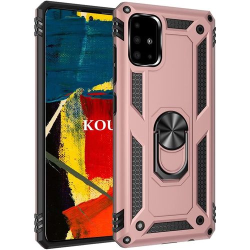 Coque Pour Samsung Galaxy A71 5g,Double Couche Renforcee Defense Militaire Anti-Chute Bumper Tpu Silicone Antichoc Armure Housse Etui Avec Anneau Support Pour Samsung Galaxy A71 5g (Or Rose)