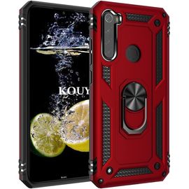 Coque Pour Xiaomi Redmi Note 8/Redmi Note 8 2021,Double Couche Renforcee Defense Bumper Tpu Silicone Armure Housse Etui Avec Anneau Support Pour Redmi Note 8/Redmi Note 8 2021 (Rouge)