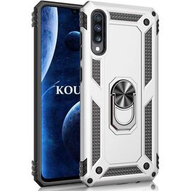 Coque Samsung Galaxy A70,Double Couche Renforcee Defense Bumper Tpu Silicone Antichoc Armure Housse Etui Avec Anneau Support Pour Samsung Galaxy A70 (Argent)