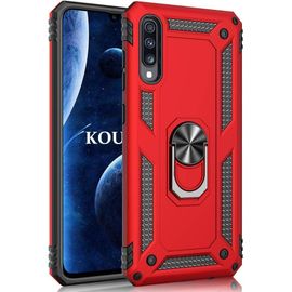 Coque Samsung Galaxy A70,Double Couche Renforcee Defense Bumper Tpu Silicone Antichoc Armure Housse Etui Avec Anneau Support Pour Samsung Galaxy A70 (Rouge)