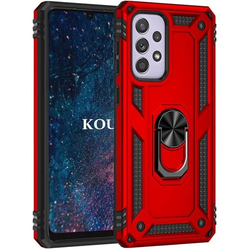 Coque Pour Samsung Galaxy A33 5g,Double Couche Renforcee Defense Militaire Anti-Chute Bumper Tpu Silicone Antichoc Armure Housse Etui Avec Anneau Support Pour Samsung Galaxy A33 5g (Rouge)
