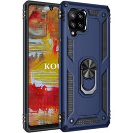 Coque Pour Samsung Galaxy A42 5g,Double Couche Renforcee Defense Militaire Anti-Chute Bumper Tpu Silicone Antichoc Armure Housse Etui Avec Anneau Support Pour Samsung Galaxy A42 5g (Bleu)