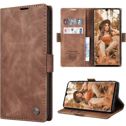 Pour Coque Xiaomi Mi Note 10 Cuir, Etui Xiaomi Mi Note 10 Pro Housse Premium Pu Portefeuille Magnetique Porte Cartes Stand Fonction Coque Rabat Xiaomi Mi Note 10/Mi Note 10 Pro - Marron
