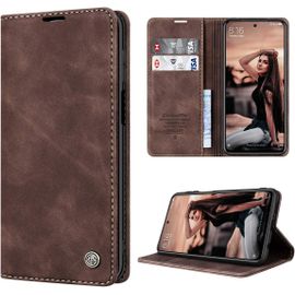 Pour Coque Xiaomi Redmi Note 9s Cuir Etui Redmi Note 9 Pro Housse Premium Pu Portefeuille Magnetique Porte Cartes Stand Fonction Coque Rabat Xiaomi Redmi Note 9s/9 Pro/9 Pro Max - Cafe