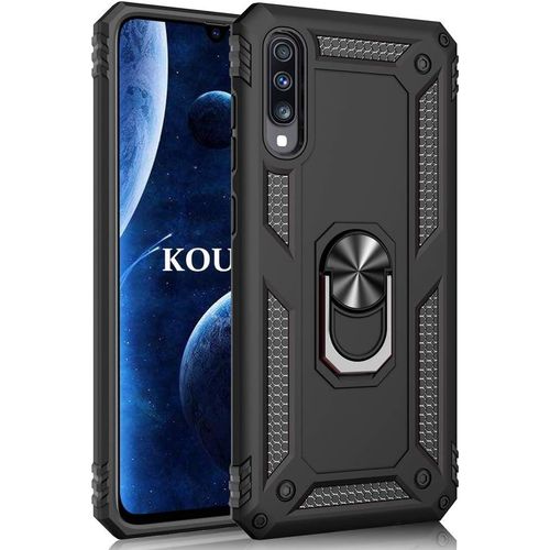 Coque Samsung Galaxy A70,Double Couche Renforcee Defense Bumper Tpu Silicone Antichoc Armure Housse Etui Avec Anneau Support Pour Samsung Galaxy A70 (Noir)