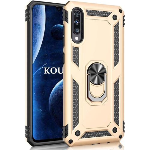 Coque Samsung Galaxy A70,Double Couche Renforcee Defense Bumper Tpu Silicone Antichoc Armure Housse Etui Avec Anneau Support Pour Samsung Galaxy A70 (D'or)