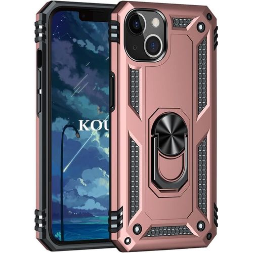 Coque Pour Iphone 14 Pro (6,1 Pouces),Double Couche Renforcee Defense Bumper Tpu Silicone Antichoc Armure Housse Etui Avec Anneau Support Pour Iphone 14 Pro (6,1 Pouces) (Or Rose)