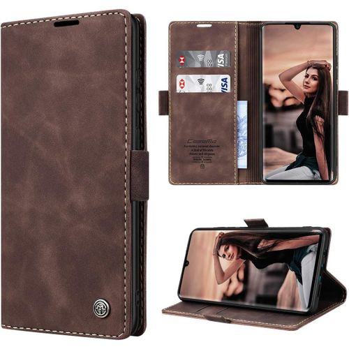 Pour Coque Xiaomi Mi Note 10 Cuir, Etui Xiaomi Mi Note 10 Pro Housse Premium Pu Portefeuille Magnetique Porte Cartes Stand Fonction Coque Rabat Xiaomi Mi Note 10/Mi Note 10 Pro - Cafe