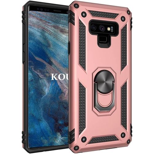 Coque Pour Samsung Galaxy Note 9,Double Couche Renforcee Defense Militaire Anti-Chute Bumper Tpu Silicone Antichoc Armure Housse Etui Avec Anneau Support Pour Samsung Galaxy Note 9 (Or Rose)