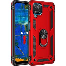 Coque Pour Samsung Galaxy A12/M12,Double Couche Renforcee Defense Militaire Anti-Chute Bumper Tpu Silicone Antichoc Armure Housse Etui Avec Anneau Support Pour Samsung Galaxy A12/M12 (Rouge)