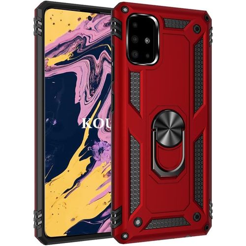 Coque Pour Samsung Galaxy A71 4g,Double Couche Renforcee Defense Militaire Anti-Chute Bumper Tpu Silicone Antichoc Armure Housse Etui Avec Anneau Support Pour Samsung Galaxy A71 4g (Rouge)