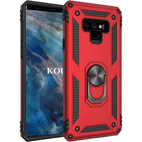 Coque Pour Samsung Galaxy Note 9,Double Couche Renforcee Defense Militaire Anti-Chute Bumper Tpu Silicone Antichoc Armure Housse Etui Avec Anneau Support Pour Samsung Galaxy Note 9 (Rouge)