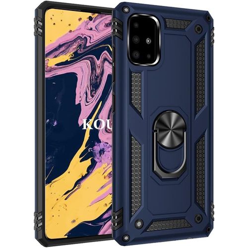 Coque Pour Samsung Galaxy A71 4g,Double Couche Renforcee Defense Militaire Anti-Chute Bumper Tpu Silicone Antichoc Armure Housse Etui Avec Anneau Support Pour Samsung Galaxy A71 4g (Bleu)