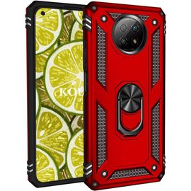 Coque Pour Xiaomi Redmi Note 9 5g,Double Couche Renforcee Defense Militaire Anti-Chute Bumper Tpu Silicone Antichoc Armure Housse Etui Avec Anneau Support Pour Xiaomi Redmi Note 9 5g (Rouge)