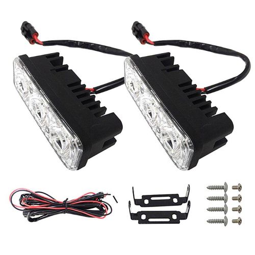 Feux De Jour Pour Voiture, 2/3 S, Dc 12v, Super Lumineux, Drl, Style Universel -3 Leds