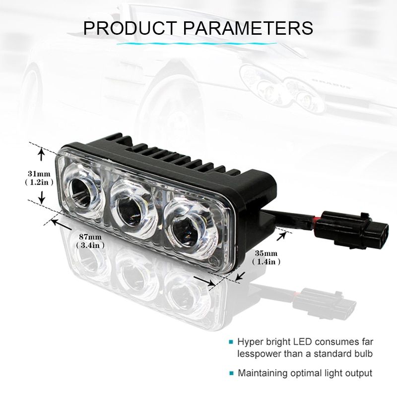Feux De Jour Pour Voiture, 2/3 S, Dc 12v, Super Lumineux, Dr... - 2