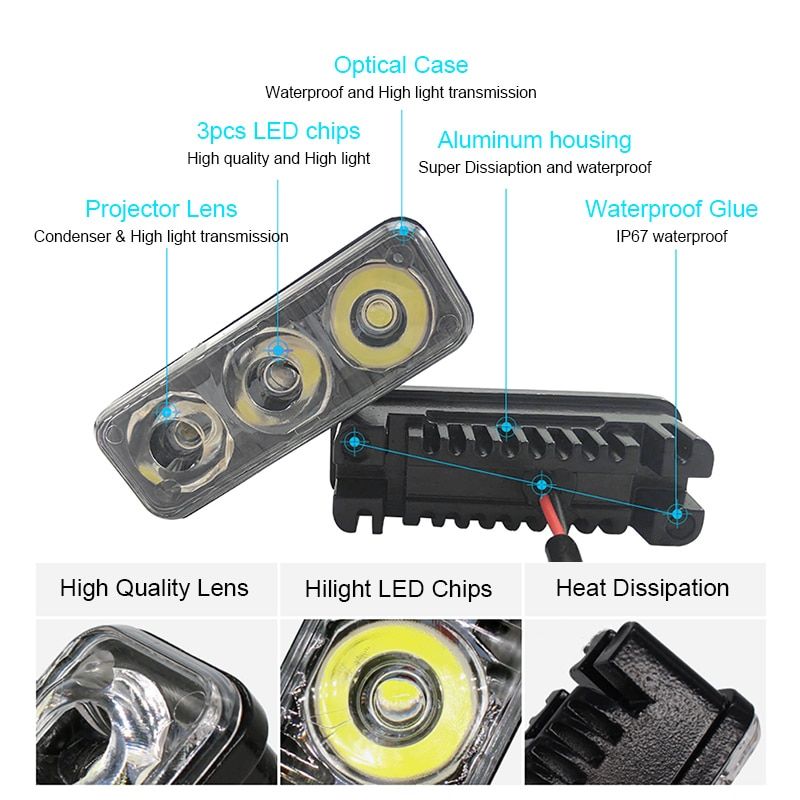 Feux De Jour Pour Voiture, 2/3 S, Dc 12v, Super Lumineux, Dr... - 4