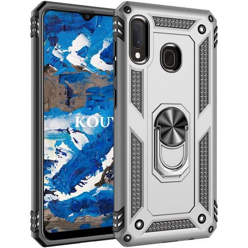 Coque Pour Samsung Galaxy A20e / A10e,Double Couche Renforcee Defense Bumper Tpu Silicone Antichoc Armure Housse Etui Avec Anneau Support Pour Samsung Galaxy A20e / A10e (Argent)