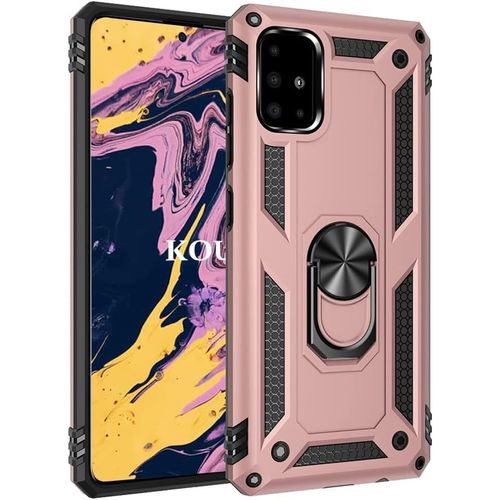 Coque Pour Samsung Galaxy A71 4g,Double Couche Renforcee Defense Militaire Anti-Chute Bumper Tpu Silicone Antichoc Armure Housse Etui Avec Anneau Support Pour Samsung Galaxy A71 4g (Or Rose)