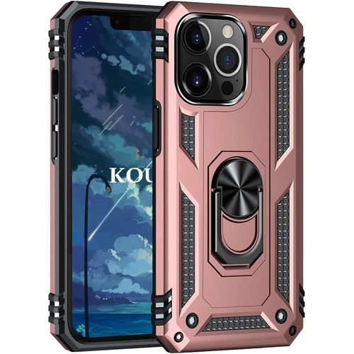 Coque Pour Iphone 13 Pro (6,1 Pouces),Double Couche Renforcee Defense Bumper Tpu Silicone Antichoc Armure Housse Etui Avec Anneau Support Pour Iphone 13 Pro (6,1 Pouces) (Or Rose)