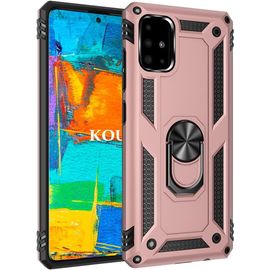 Coque Pour Samsung Galaxy A51 4g,Double Couche Renforcee Defense Militaire Anti-Chute Bumper Tpu Silicone Antichoc Armure Housse Etui Avec Anneau Support Pour Samsung Galaxy A51 4g (Or Rose)