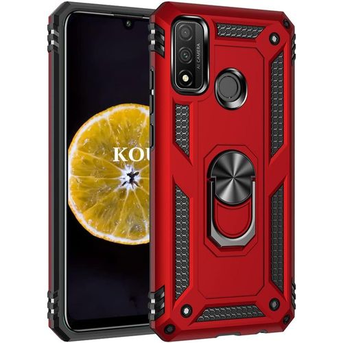 Coque Pour Huawei P Smart 2020,Double Couche Renforcee Defense Militaire Anti-Chute Bumper Tpu Silicone Antichoc Armure Housse Etui Avec Anneau Support Pour Huawei P Smart 2020 (Rouge)