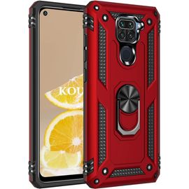 Coque Pour Xiaomi Redmi Note 9/Redmi 10x 4g,Double Couche Renforcee Defense Bumper Tpu Silicone Antichoc Armure Housse Etui Avec Anneau Support Pour Redmi Note 9/Redmi 10x 4g (Rouge)