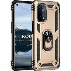 Coque Pour Oppo A54 5g/A74 5g/A93 5g,Double Couche Renforcee Defense Bumper Tpu Silicone Antichoc Armure Housse Etui Avec Anneau Support Pour Oppo A54 5g/A74 5g/A93 5g (D'or)