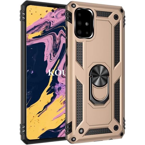 Coque Pour Samsung Galaxy A71 4g,Double Couche Renforcee Defense Militaire Anti-Chute Bumper Tpu Silicone Antichoc Armure Housse Etui Avec Anneau Support Pour Samsung Galaxy A71 4g (D'or)