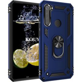 Coque Pour Xiaomi Redmi Note 8/Redmi Note 8 2021,Double Couche Renforcee Defense Bumper Tpu Silicone Armure Housse Etui Avec Anneau Support Pour Xiaomi Redmi Note 8/Redmi Note 8 2021 (Bleu)