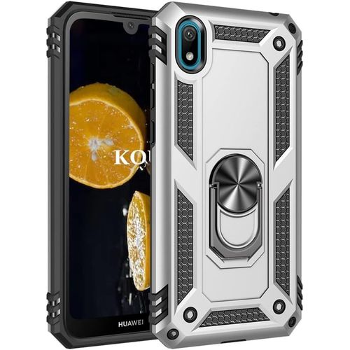 Coque Pour Huawei Y5 2019/Honor 8s,Double Couche Renforcee Defense Militaire Anti-Chute Bumper Tpu Silicone Antichoc Armure Housse Etui Avec Anneau Support Pour Huawei Y5 2019/Honor 8s (Argent)