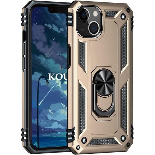 Coque Pour Iphone 14 Pro (6,1 Pouces),Double Couche Renforcee Defense Bumper Tpu Silicone Antichoc Armure Housse Etui Avec Anneau Support Pour Iphone 14 Pro (6,1 Pouces) (D'or)