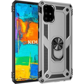 Coque Pour Samsung Galaxy A51 4g,Double Couche Renforcee Defense Militaire Anti-Chute Bumper Tpu Silicone Antichoc Armure Housse Etui Avec Anneau Support Pour Samsung Galaxy A51 4g (Argent)