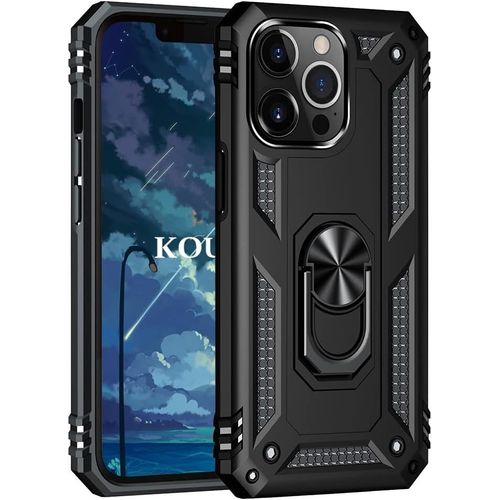 Coque Pour Iphone 13 Pro (6,1 Pouces),Double Couche Renforcee Defense Bumper Tpu Silicone Antichoc Armure Housse Etui Avec Anneau Support Pour Iphone 13 Pro (6,1 Pouces) (Noir)