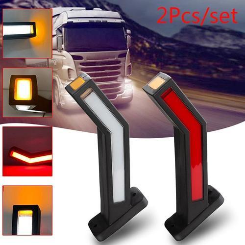 Feux Latéraux De Voiture Camion Remorque 2 Pièces, Feux De Contour Led, Lampe Van Dynamique Rouge Ambre Blanc