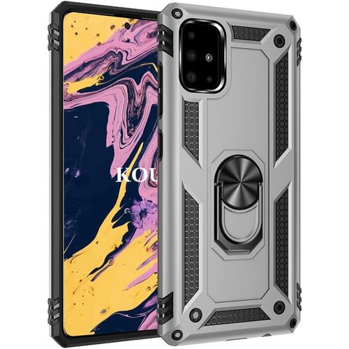 Coque Pour Samsung Galaxy A71 4g,Double Couche Renforcee Defense Militaire Anti-Chute Bumper Tpu Silicone Antichoc Armure Housse Etui Avec Anneau Support Pour Samsung Galaxy A71 4g (Argent)