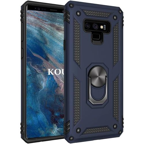Coque Pour Samsung Galaxy Note 9,Double Couche Renforcee Defense Militaire Anti-Chute Bumper Tpu Silicone Antichoc Armure Housse Etui Avec Anneau Support Pour Samsung Galaxy Note 9 (Bleu)