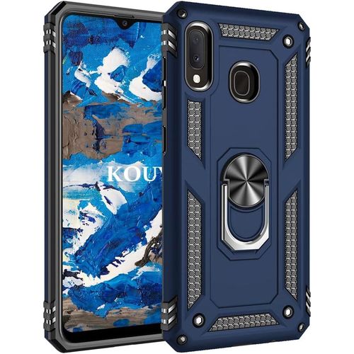 Coque Pour Samsung Galaxy A20e / A10e,Double Couche Renforcee Defense Bumper Tpu Silicone Antichoc Armure Housse Etui Avec Anneau Support Pour Samsung Galaxy A20e / A10e (Bleu)