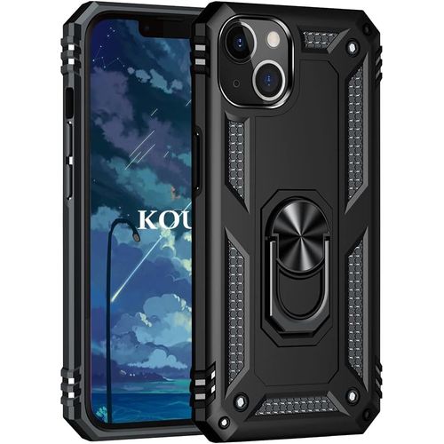 Coque Pour Iphone 14 Pro (6,1 Pouces),Double Couche Renforcee Defense Bumper Tpu Silicone Antichoc Armure Housse Etui Avec Anneau Support Pour Iphone 14 Pro (6,1 Pouces) (Noir)