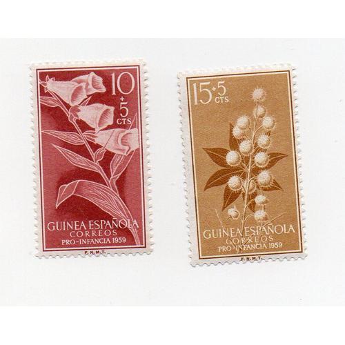 Guinée Espagnole- Lot De 2 Timbres Neufs Avec Trace De Charnière- Plantes