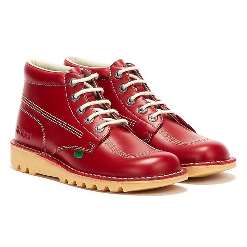 Kickers Kick Hi Bottes En Cuir Rouge Pour Homme - 40