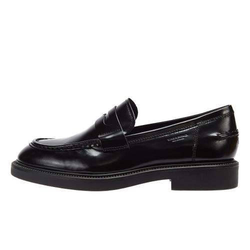 Vagabond Alex Polished Leather Womens Black Loafers (Mocassins En Cuir Poli) - 40