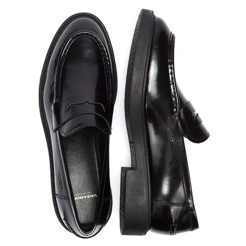 Vagabond Alex Polished Leather Womens Black Loafers (Mocassins En Cuir Poli) - 41