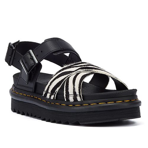 Dr. Martens Voss Ii Athena Hair On Zebra Sandales Noires/Blanches Pour Femmes - 39